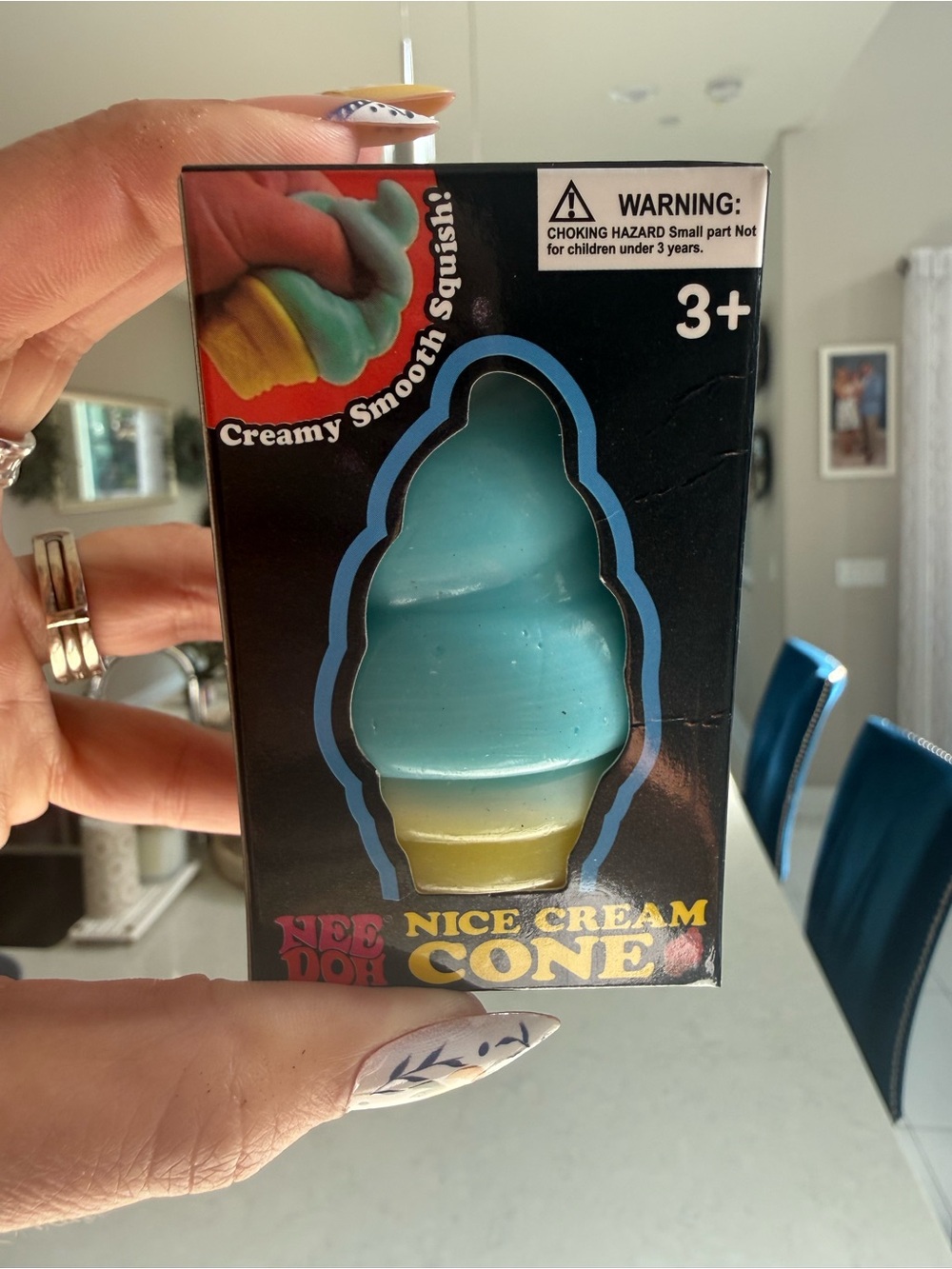 Nee Doh Ice Cream Cone Squishy Toy - Blue and Yellow